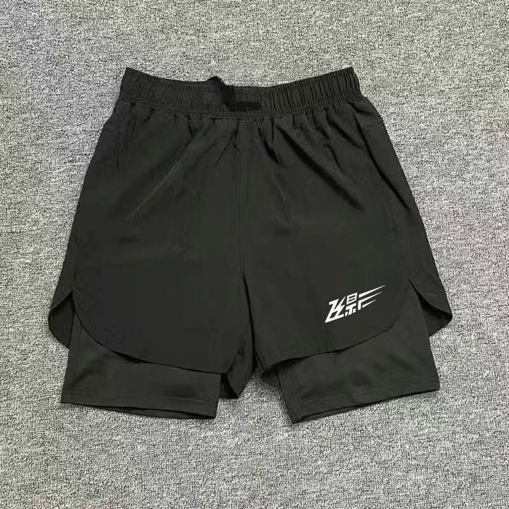 Шорты Feiying для спортивных тренировок по легкой атлетике с поддельной подкладкой из двух частей, быстросохнущие брюки для бега, спортивные шорты для фитнеса, мужские летние