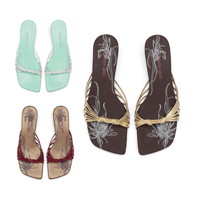 Arcadiagyal Original Design Chinese-Style Red and Gold Summer Square-Toe Braided High-Heeled Slippers Sandals
