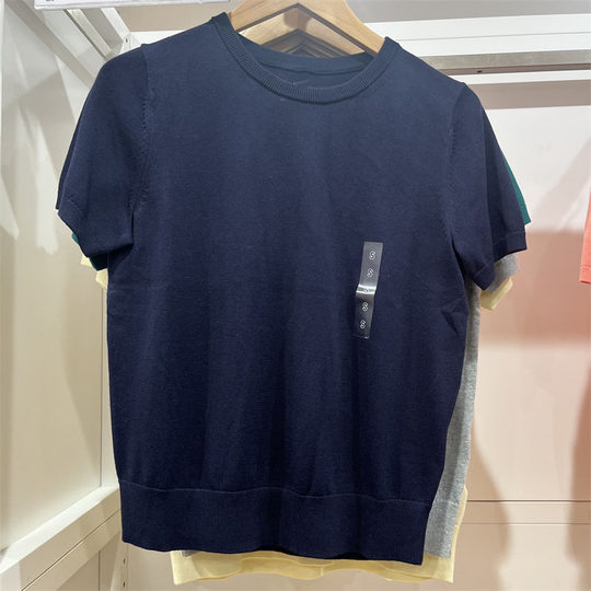 日单女装莫代尔棉混纺圆领针织衫2025春季新款百搭短袖毛衣474983