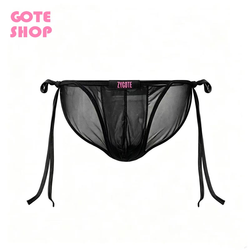 Gote Shop Lace-Up Triangle [Zygote] Men's Transparent Mesh Bikini Tie Bow Underwear