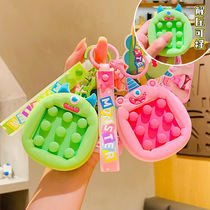 Unzip toy car student school bag pendant pair of small gift keychains cartoon creative monsters pinch fun