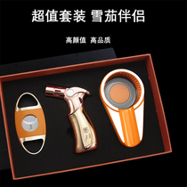 Japanese cigar scissors tool set windproof cigar lighter three-in-one cigar special cigar scissors three-piece set