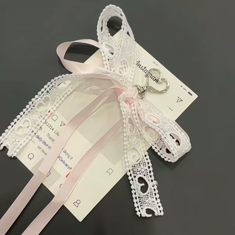 Lace Girly Bow Bag Pendant, High-Value Satin Ribbon Decoration, Creative Decorative Pendant, Cute Keychain