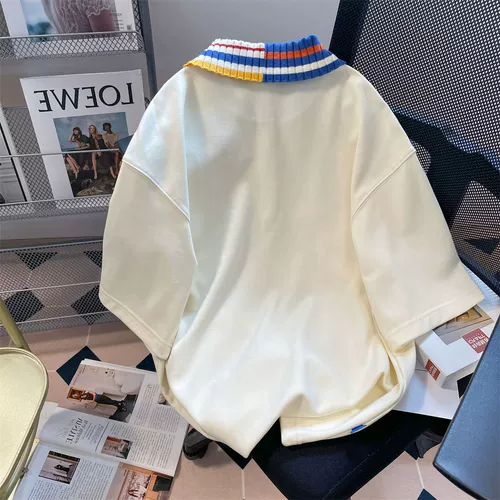 Летняя одежда, трикотажная хлопковая футболка, размер, воротник поло, оверсайз