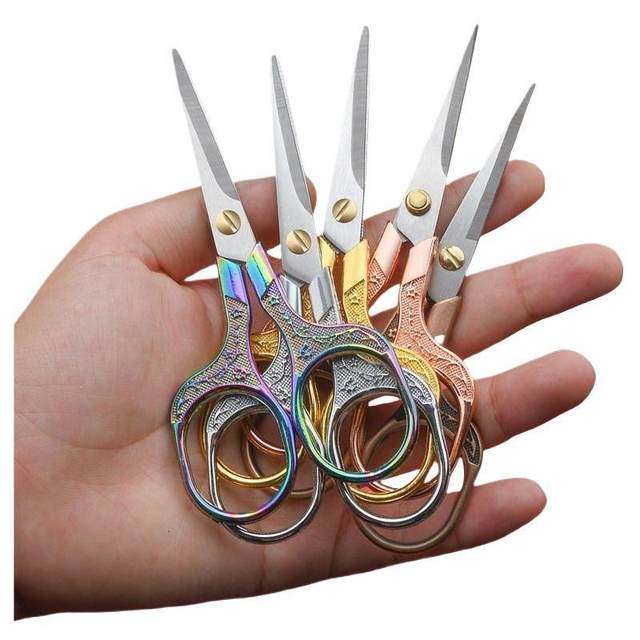 German Alloy Plum Blossom Embroidery Scissors, Small Scissors, Stationery Scissors, Thread Cutting Scissors, Handmade Paper-Cutting Scissors, Household Scissors with Sharp Pointed Tips