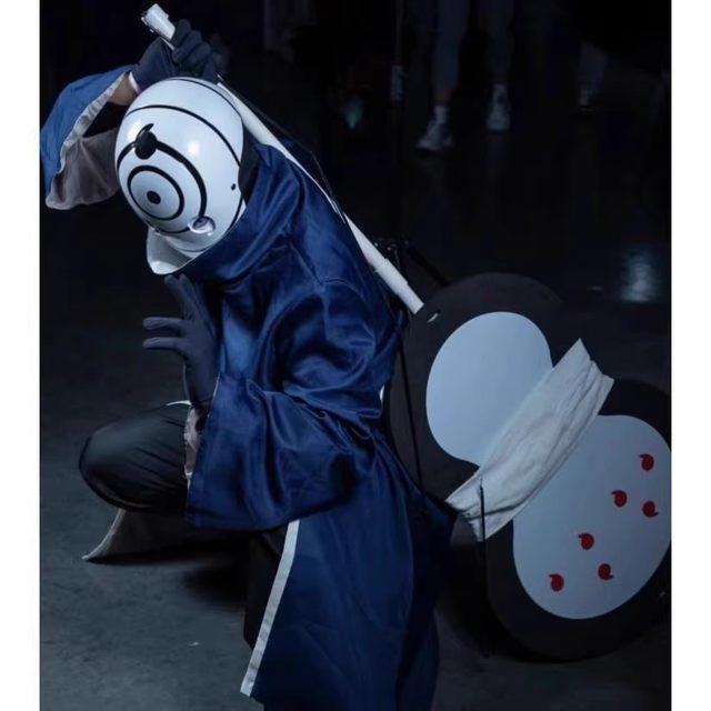 White Mask Cosplay Costume Naruto Konoha Uchiha Obito Akatsuki Organization Outfit Rinnegan Sharingan Mask
