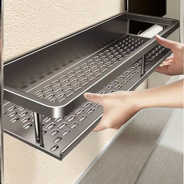 Wall-Mounted Bathroom Shelf with Holes for Washing and Storage, Luxury Wall-Mounted Toilet Rack