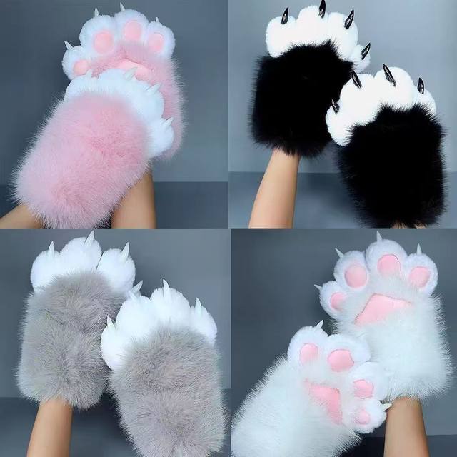 2D fursuit finished gloves colorful cat claws cos fully assembled accessories furry cat girl paws squeaking ready stock