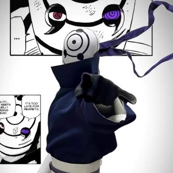 White Mask Cosplay Costume Naruto Konoha Uchiha Obito Akatsuki Organization Outfit Rinnegan Sharingan Mask