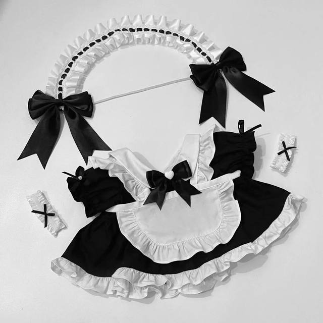 New 20cm Doll Clothes Maid Cute Sitting Posture Cotton Doll Outfit Set Elegant Accessories