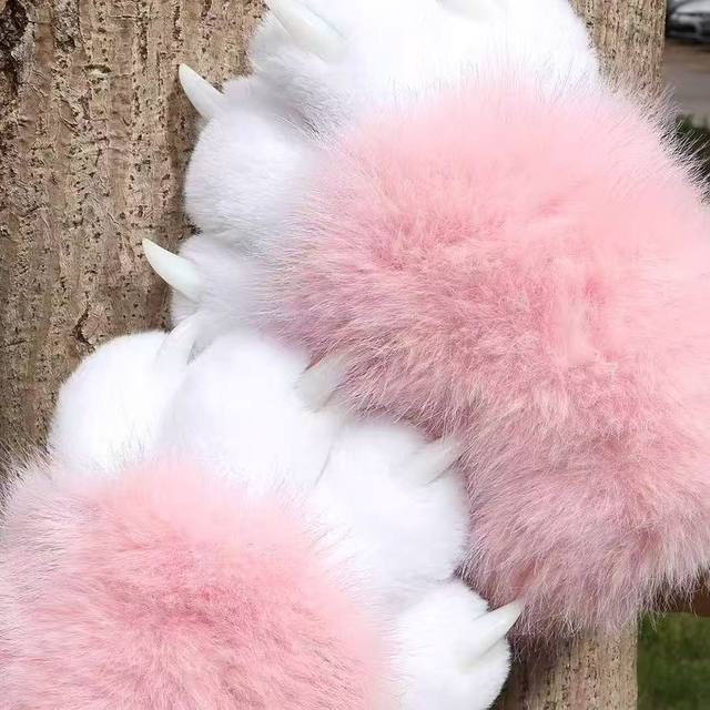 2D fursuit finished gloves colorful cat claws cos fully assembled accessories furry cat girl paws squeaking ready stock