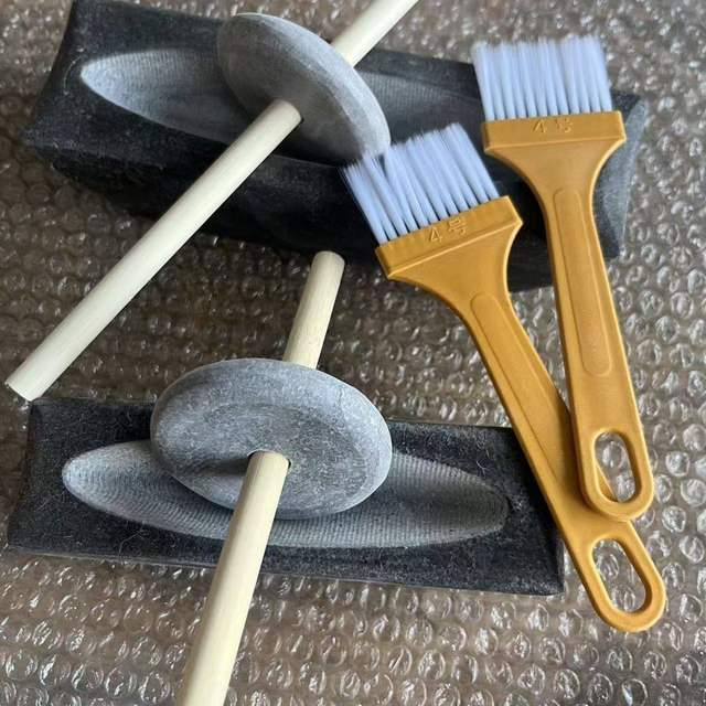 Blue Stone Grinding Stone for Tea, Traditional Medicine Grinding Tool from the Tang and Song Dynasties, Old-Fashioned Tea Powder Tray, Traditional Chinese Medicine Grinding Vessel, Tea Crushing Stone Mortar