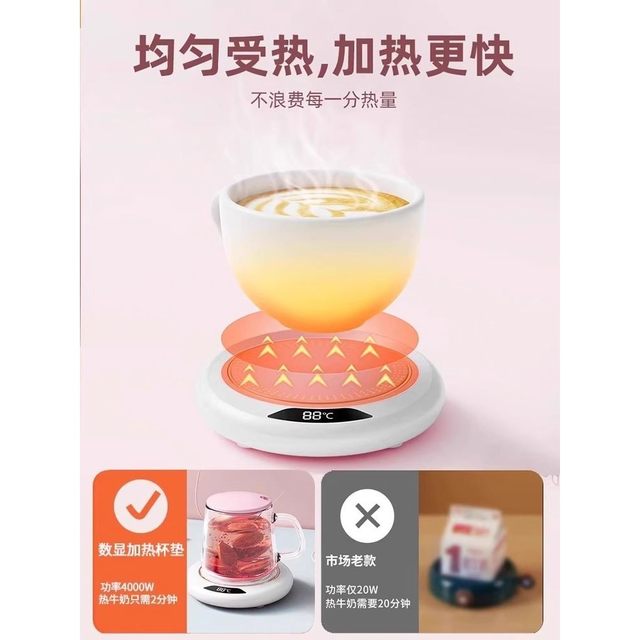 Luo Yonghao Recommends 75 ℃ Intelligent Temperature-Adjustable Heating Coaster for Home and Dormitory Use, a Must-Have for Warming Water and Milk.