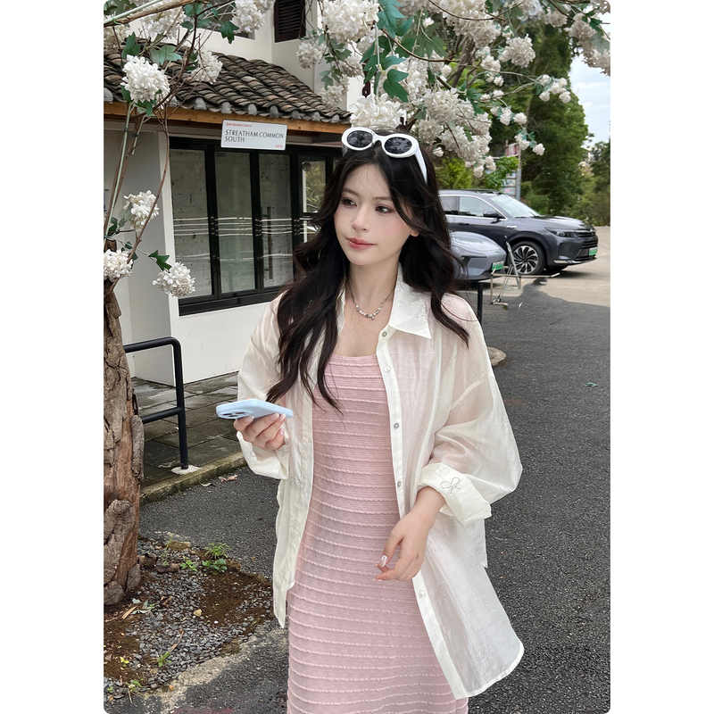 Nuomizi [Kiss of Broken Stars] Starlight Bowknot Sparkling Diamond Shirt Summer New Style Lazy Loose Outerwear