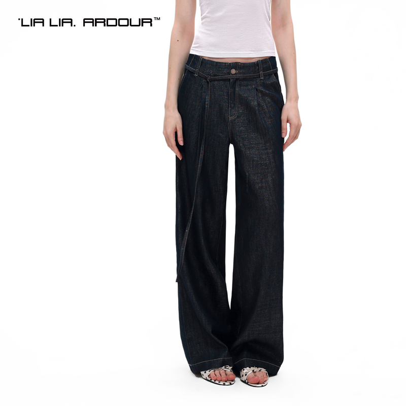 Lialia'Fine Sparkle' Italian Imported Glitter Low-Waist Jeans Vintage Washed Straight Wide-Leg Trousers Lialia'Fine Sparkle' Italian Imported Glitter Low-Waist Jeans Vintage Washed Straight Wide-Leg Trousers