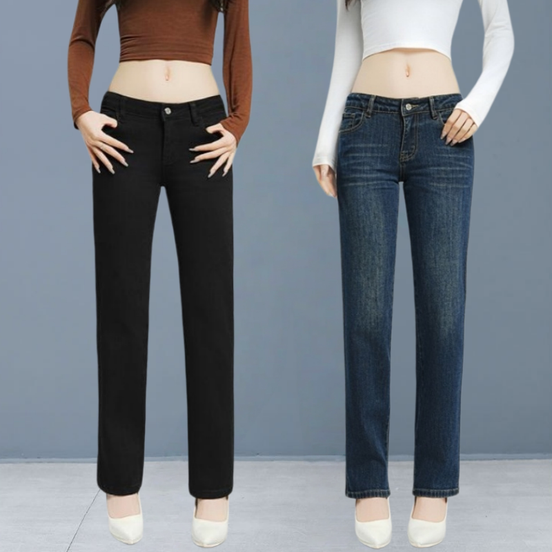 Low-Waist Straight-Leg Jeans for Women, New Style, Low-Rise, Sexy, Trendy, Versatile, Cigarette-Style Straight-Leg Stretch Jeans for Girls