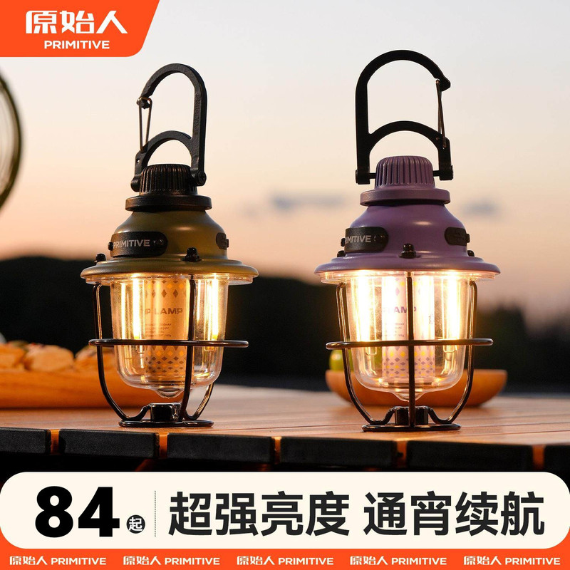 Primitive Pinecone Lamp Outdoor Camping Light Rechargeable Long-Lasting Ambiance Lamp Campsite Bright Tent Light