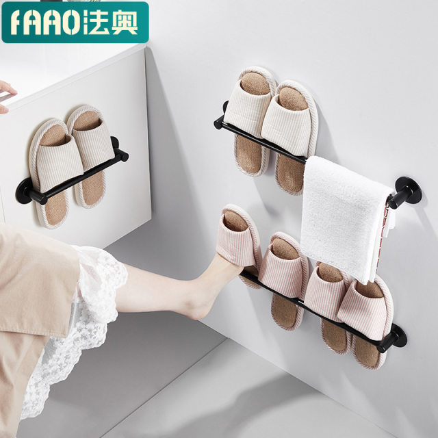 Bathroom punch-free wall-mounted slipper rack Bathroom space aluminum slipper rack storage rack
