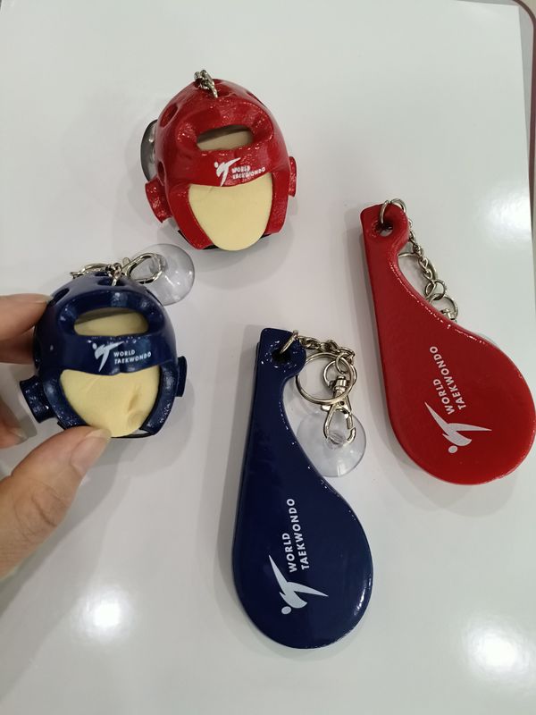 Taekwondo Head Protection Pendant Mini Keychain Pendant One-Time Molded Real Bone Material Small Ornaments