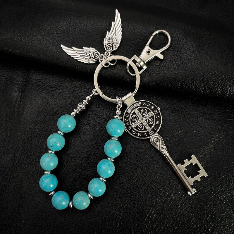 Simple Blue Turquoise Angel Feather Hip-Hop Keychain, High Aesthetic Value Niche Accessory, Waist Pendant, Bag Charm Simple Blue Turquoise Angel Feather Hip-Hop Keychain, High Aesthetic Value Niche Accessory, Waist Pendant, Bag Charm