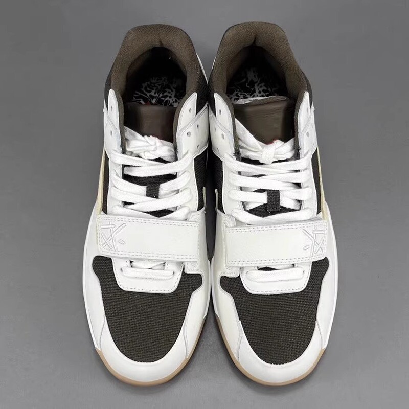 Visecoo Travis Scott Jumpman Jack Collaboration White and Yellow Retro Men's and Women's Basketball Sneakers