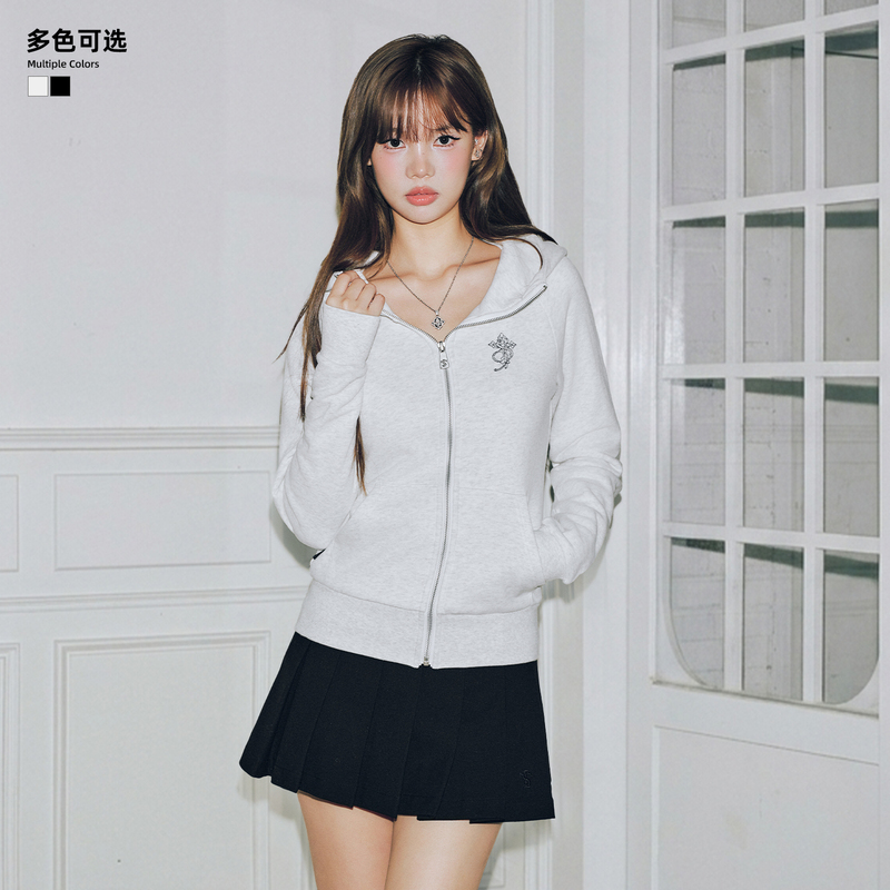 Stk Smalltownkid Hourglass Turtleneck Cardigan Sweatshirt Hooded Jacket Women's Slim Short Top Hoodie Stk Smalltownkid Hourglass Turtleneck Cardigan Sweatshirt Hooded Jacket Women's Slim Short Top Hoodie