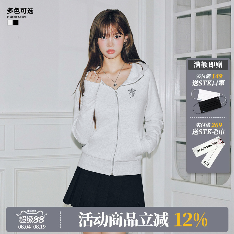 Stk Smalltownkid Hourglass Turtleneck Cardigan Sweatshirt Hooded Jacket Women's Slim Short Top Hoodie