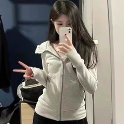 iu | Lu Same | Scuba Full Zip Fleece-lined Sweatshirt Outwear silm Slim Looking Sports Hoodie Tops