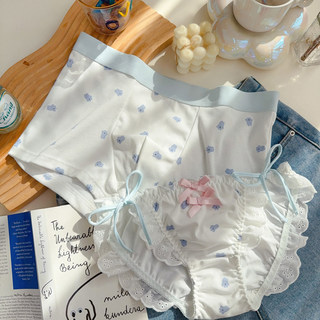 Milky salt cute bear ~ cute, sweet and fresh japanese girl’s lace-up unbuttonable pure cotton pure desire mid-waist couple’s underwear
