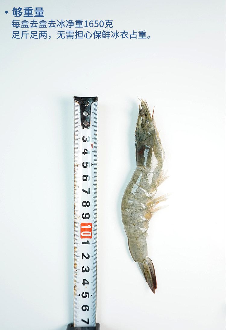 碧海农夫 超大瑟兰王南美虾鲜活速冻大虾 4斤盒装 净重1650g 天猫优惠券折后￥99包邮（￥149-50）
