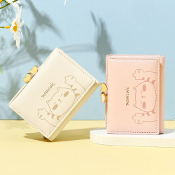 Korean version of cute women's wallet folding multi -card cat students' money clip ins illegal niche design youth wallet