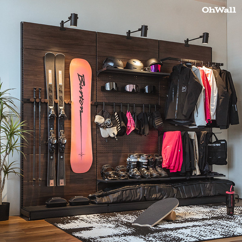 Настенный сноуборд для моделирования настенного оборудования OHWALL ski hole board настенный стенд для хранения лыж орехового цвета Изображение 1