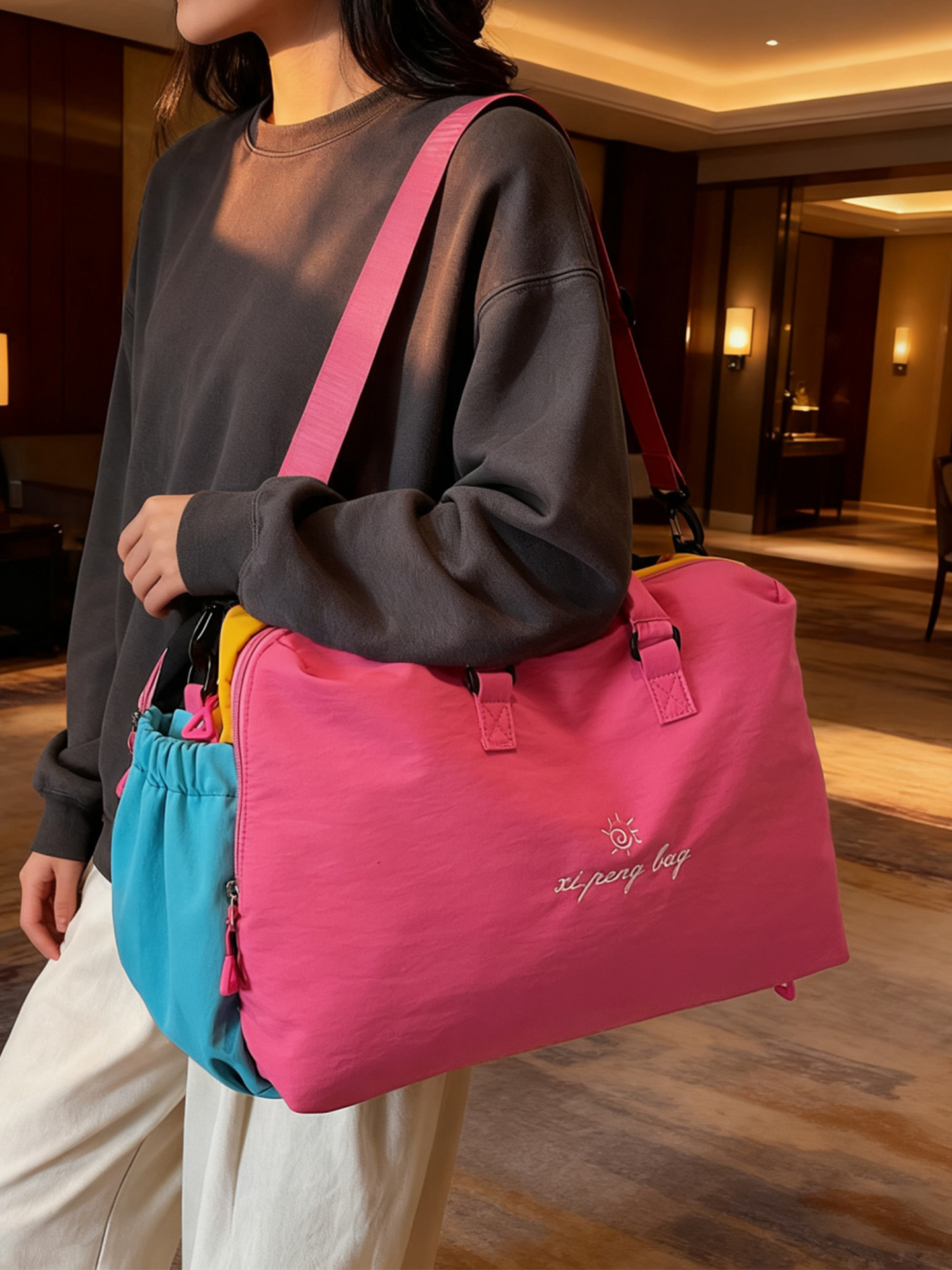 Dopamine Travel Bag, Large Capacity, Can Be Used as a Trolley Case, Carry-On Bag, Sports and Fitness Bag, Shoulder Bag, Crossbody Bag, Luggage Bag