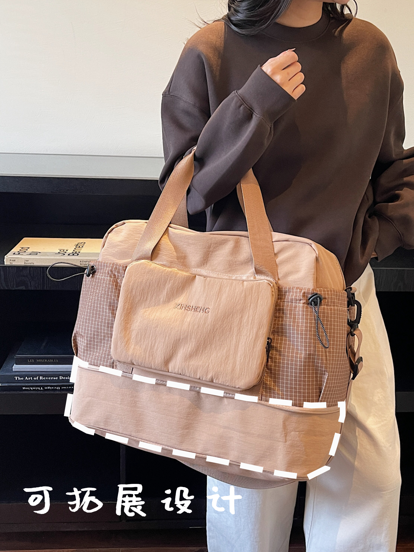 Short-Distance Travel Bag, Large Capacity, Can Be Used as a Trolley Case, Carry-On Bag, Luggage Bag, Expandable, Single-Shoulder Crossbody Bag, Handbag