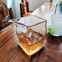 Japanese starlight bubble tea cup square tea sea Kungfu tea set fair cup high-end pink glass heat-resistant tea divider