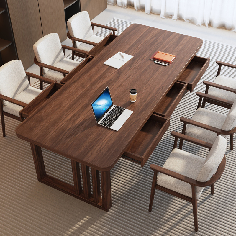 Solid Wood Desk for Living Room, South American Walnut Study Desk, Writing Desk with Drawers, Home Office Desk, Workbench
