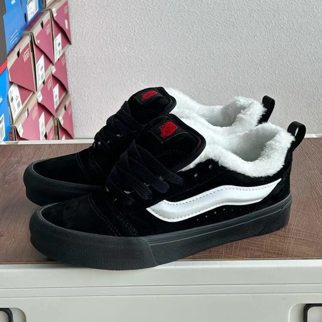 Kun skool classic black and white velvet thickened warm bread shoes suede couple men's shoes women's shoes