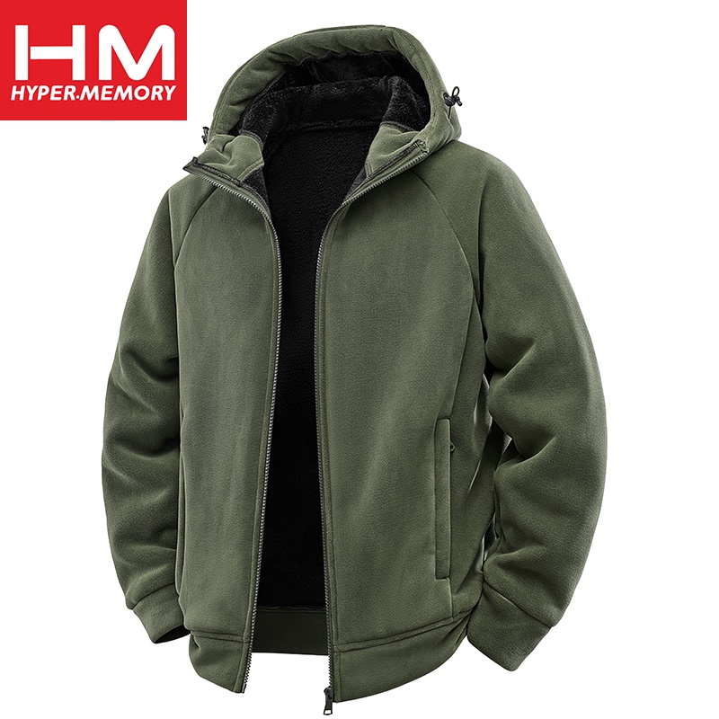 Hm Winter Fleece Cardigan Mink Velvet Sweatshirt Men's Spring and Autumn Jacket Fleece-Lined Thickened Fleece Hooded Coat