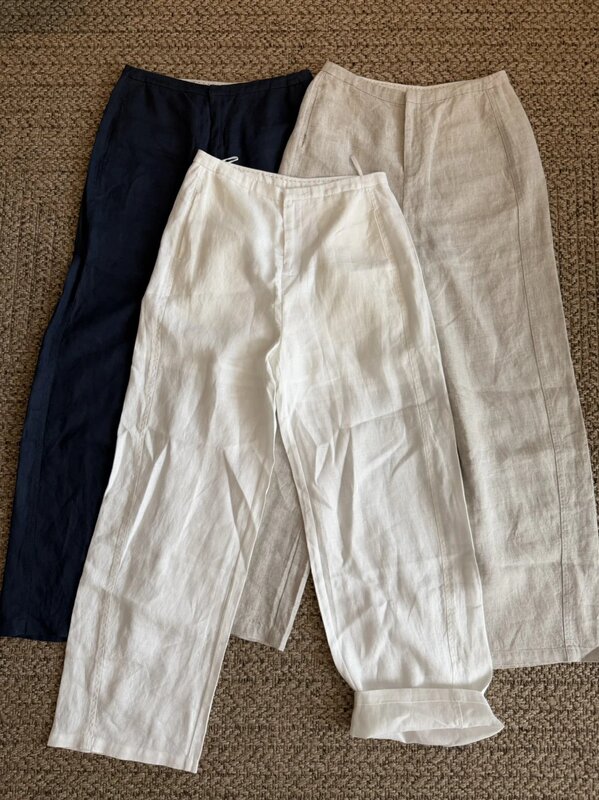 Versatile Straight-Leg Slimming High-Waisted Linen Pants