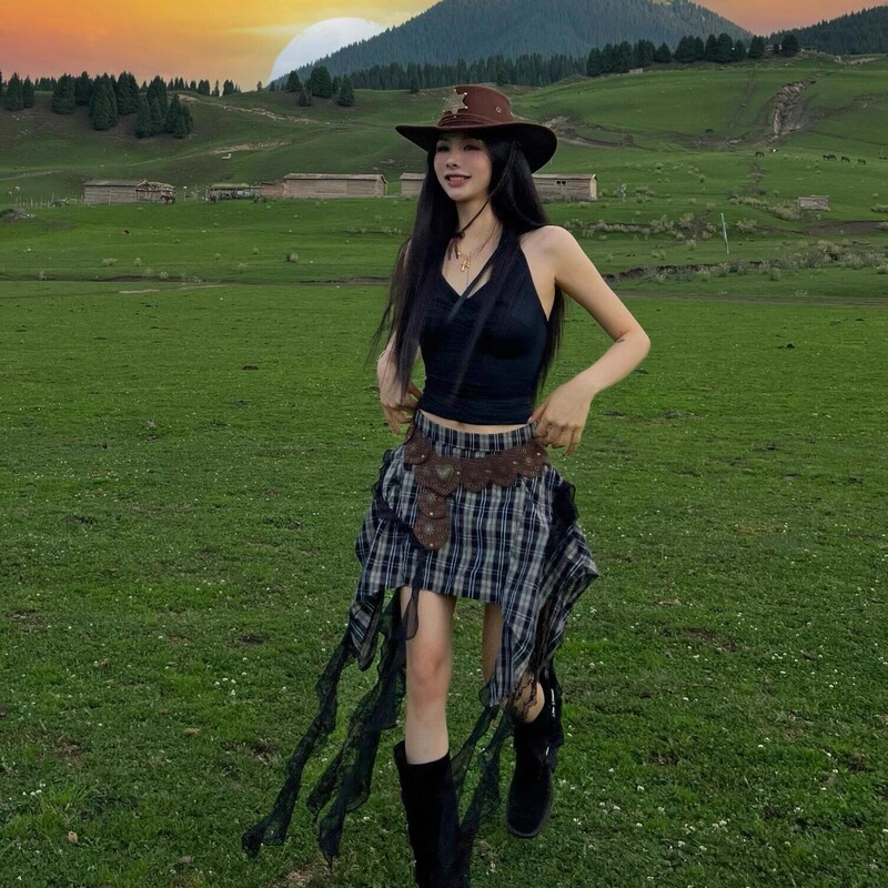 Clothing Set for Taking Photos in Xinjiang, High-End Style for Travel in Northwest Sichuan and Tibet, Including a Camisole and Skirt