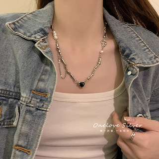 Black Freshwater Imitation Pearl Necklace for Women 2025 New Popular Sweater Chain Niche Design Stylish Choker Autumn