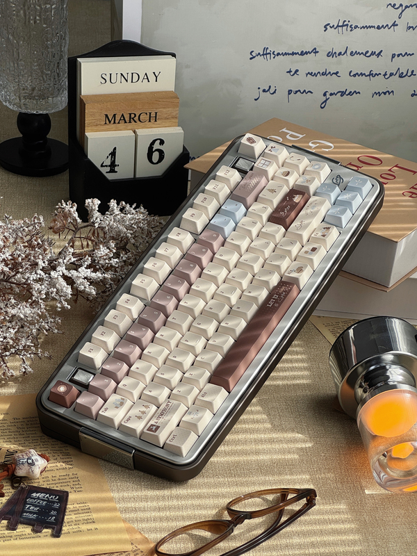 Mocoo-Xue Liwu Blue Coffee Low Saturation Original Simple Magnetic Axis Keyboard Keycaps