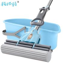 Dapeng 34cm large sponge mop wooden floor stainless steel telescopic long handle roller type water squeezing glue cotton floor mop