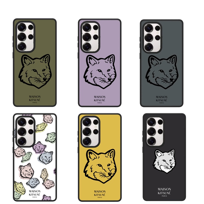 C Brand Maison Kitsune Fox Head Case Suitable for Samsung Galaxy S26 Ultra Black Frame Acrylic Samsung S25 Ultra Cute Trendy Male S24+ Female Anti-Drop S23 Protective Case