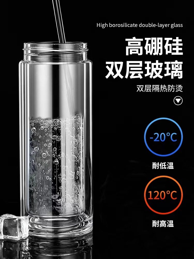 One-Touch Open Car-Mounted Glass Cup, Single-Layer Tea Brewing, Press-To-Open Water Cup, Quick-Open Tea Cup, Tea-Water Separation Cup, Anti-Drop