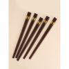 Household Chinese-Style Red Sandalwood Chopsticks, Natural Wooden Square Chopsticks for Adults, Non-Slip and Festive