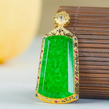 18k gold inlaid natural jadeite pendant a-quality exquisite hollow full green dragon stone wushi brand jadeite jade pendant