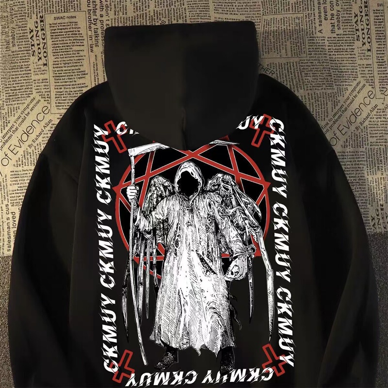 European and American High-End Devil Clothing for Men, Hip-Hop Retro Halloween Sweatshirt for Older Children, Unisex Style, Cool and Handsome Jacket for Women European and American High-End Devil Clothing for Men, Hip-Hop Retro Halloween Sweatshirt for Older Children, Unisex Style, Cool and Handsome Jacket for Women