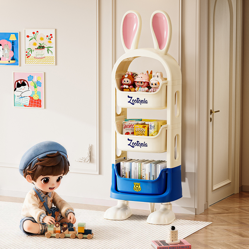 Zootopia Officially Licensed Storage Rack, High-Value Design, Movable Layered Storage Cabinet, Large Capacity Organizing Magic Tool