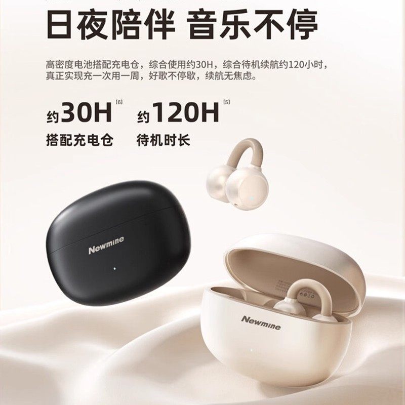 Newman Bluetooth Earphones, Clip-On Wireless, Non-In-Ear, Air Conduction, Open Design, for Running and Sports, Ultra-Long Battery Life, Ly63